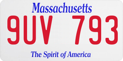 MA license plate 9UV793