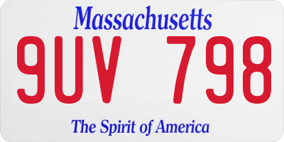 MA license plate 9UV798