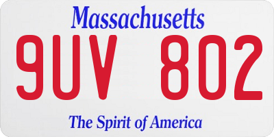 MA license plate 9UV802