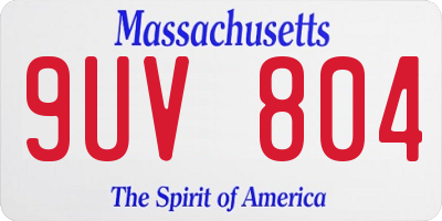 MA license plate 9UV804