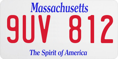 MA license plate 9UV812