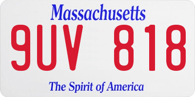 MA license plate 9UV818