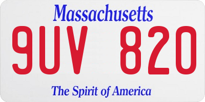 MA license plate 9UV820