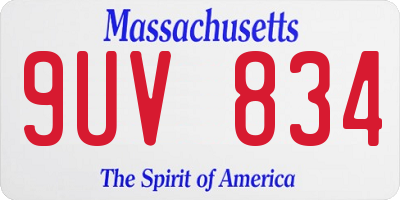 MA license plate 9UV834