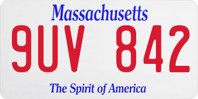 MA license plate 9UV842