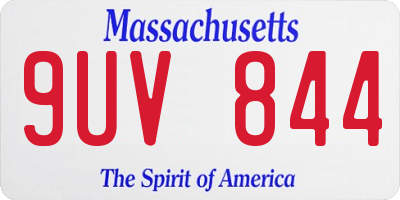 MA license plate 9UV844
