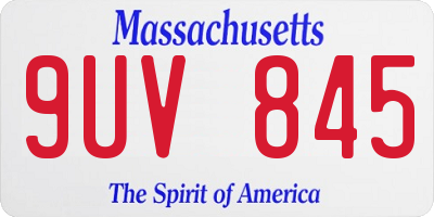 MA license plate 9UV845