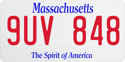 MA license plate 9UV848