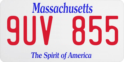 MA license plate 9UV855