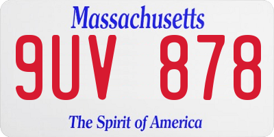 MA license plate 9UV878