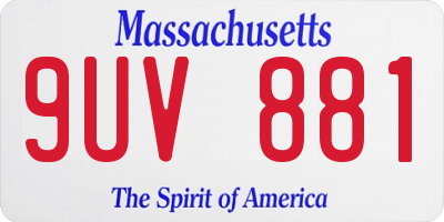 MA license plate 9UV881