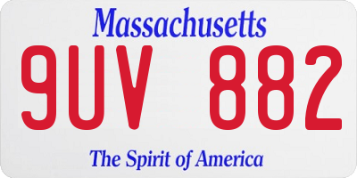 MA license plate 9UV882