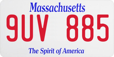 MA license plate 9UV885