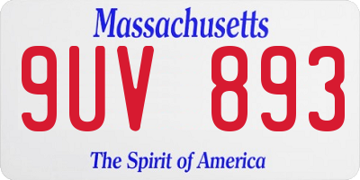 MA license plate 9UV893