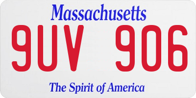 MA license plate 9UV906