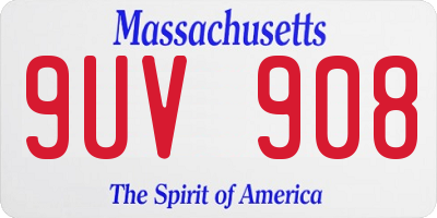 MA license plate 9UV908