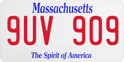 MA license plate 9UV909