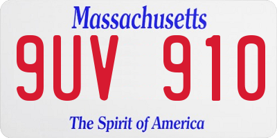 MA license plate 9UV910