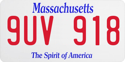 MA license plate 9UV918