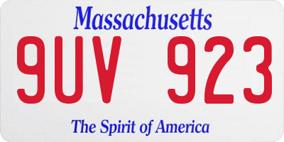 MA license plate 9UV923