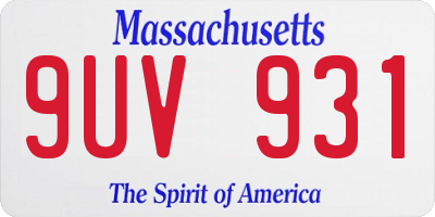 MA license plate 9UV931