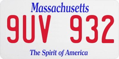 MA license plate 9UV932