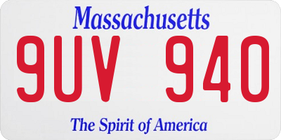 MA license plate 9UV940