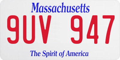 MA license plate 9UV947