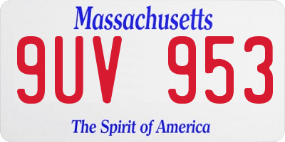 MA license plate 9UV953
