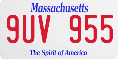 MA license plate 9UV955