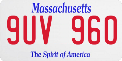 MA license plate 9UV960