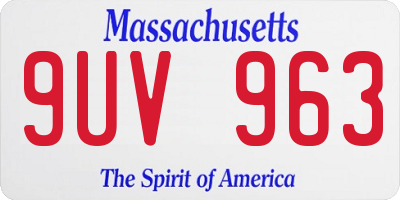 MA license plate 9UV963
