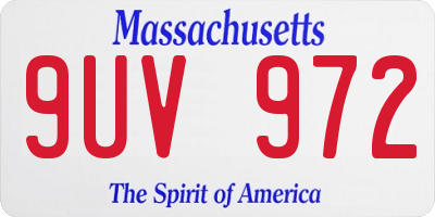 MA license plate 9UV972