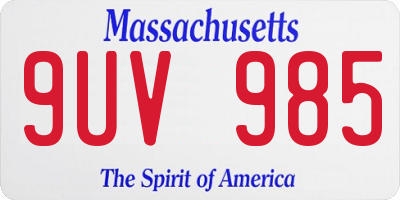 MA license plate 9UV985
