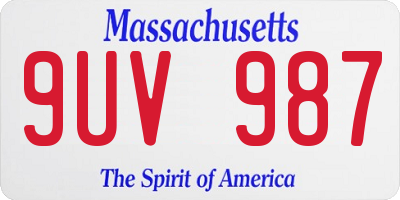 MA license plate 9UV987