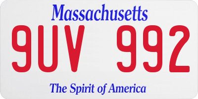 MA license plate 9UV992