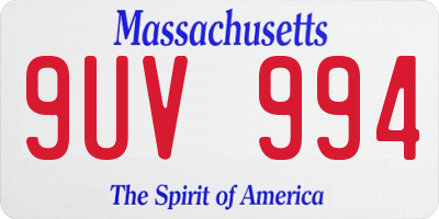 MA license plate 9UV994