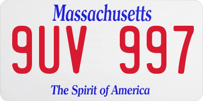 MA license plate 9UV997
