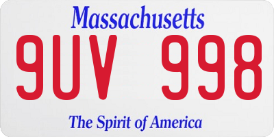 MA license plate 9UV998