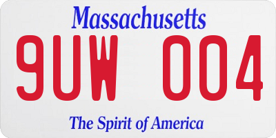 MA license plate 9UW004
