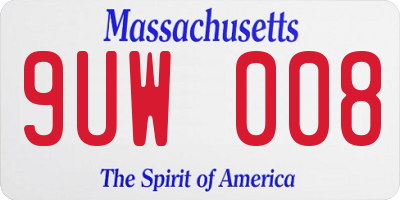 MA license plate 9UW008