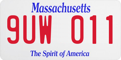 MA license plate 9UW011