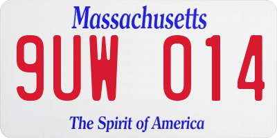 MA license plate 9UW014
