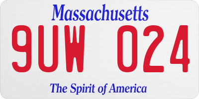 MA license plate 9UW024