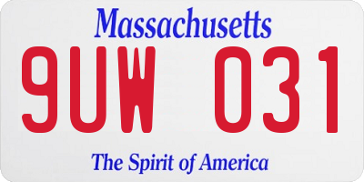 MA license plate 9UW031