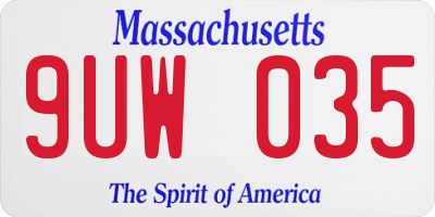 MA license plate 9UW035