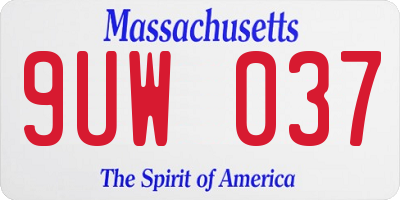 MA license plate 9UW037