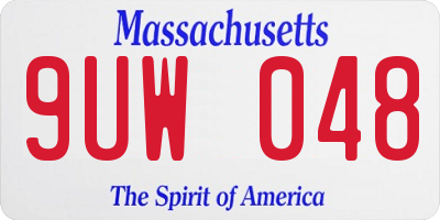 MA license plate 9UW048