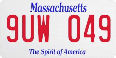 MA license plate 9UW049