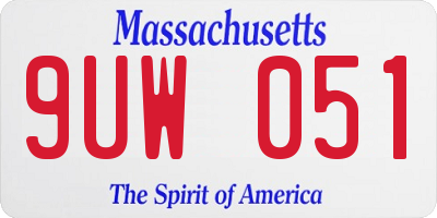 MA license plate 9UW051